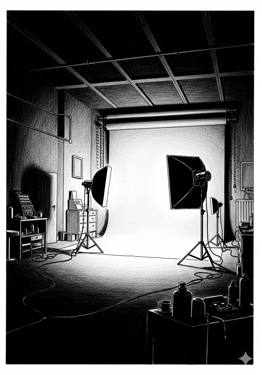 Luca Cavazzuti al lavoro nel suo studio fotografico Carpi